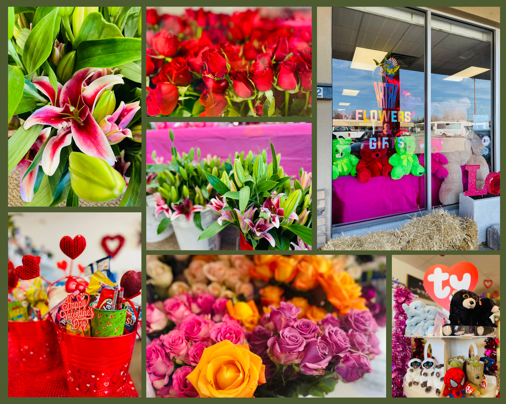 Collage of ARTRA Flowers & Gifts' products,